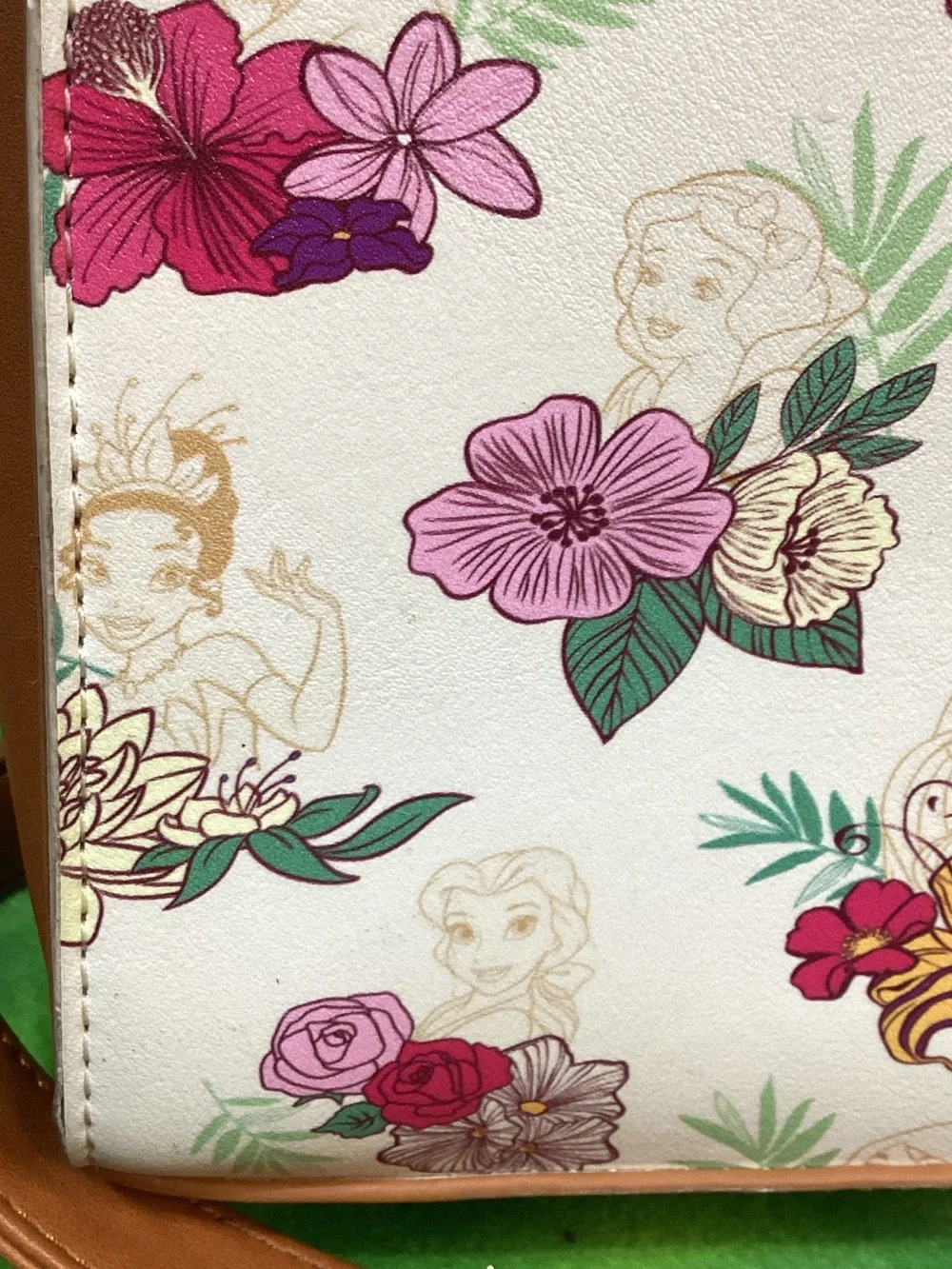 Loungefly Disney Princess Floral Crossbody Purse Tan Satchel Bag